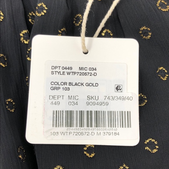 NEW Chelsea & Violet Top Black Gold Babydoll Sheer Sleeve Blouse Girls M 10/12 - Picture 5 of 14